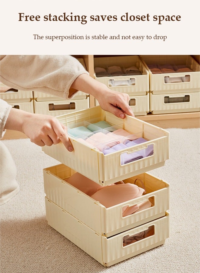 DUNISO 3 Layer Underwear storage organizer, expandable clothing storage box, drawer style sorting box, stackable storage box, suitable for storing clothes, underwear, socks, beige  - Image 5