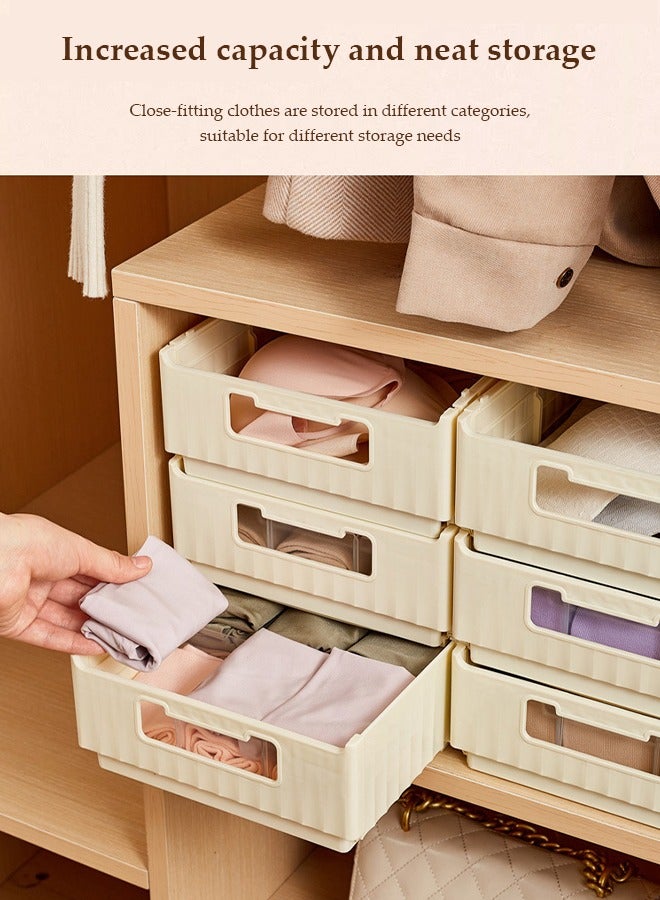 DUNISO 3 Layer Underwear storage organizer, expandable clothing storage box, drawer style sorting box, stackable storage box, suitable for storing clothes, underwear, socks, beige  - Image 4