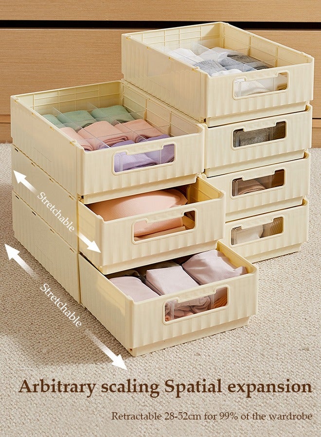 DUNISO 3 Layer Underwear storage organizer, expandable clothing storage box, drawer style sorting box, stackable storage box, suitable for storing clothes, underwear, socks, beige  - Image 3