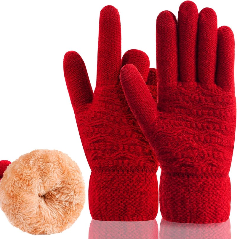 FENELY Women's Winter Warm Touch Screen Gloves Womens Thermal Cable Knit Wool Fleece Lined Glove for Cold Weather - Image 1