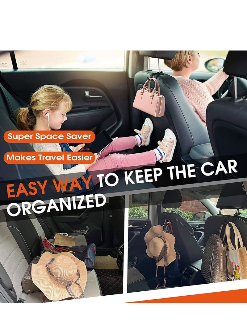 SYOSI Car Headrest Hooks Upgraded 2 in 1 Metal Hanger Covered with Leather for Back Seat Storage Organizer for Hanging Purse Bags Umbrellas and Other Car Interior Groceries - Image 5