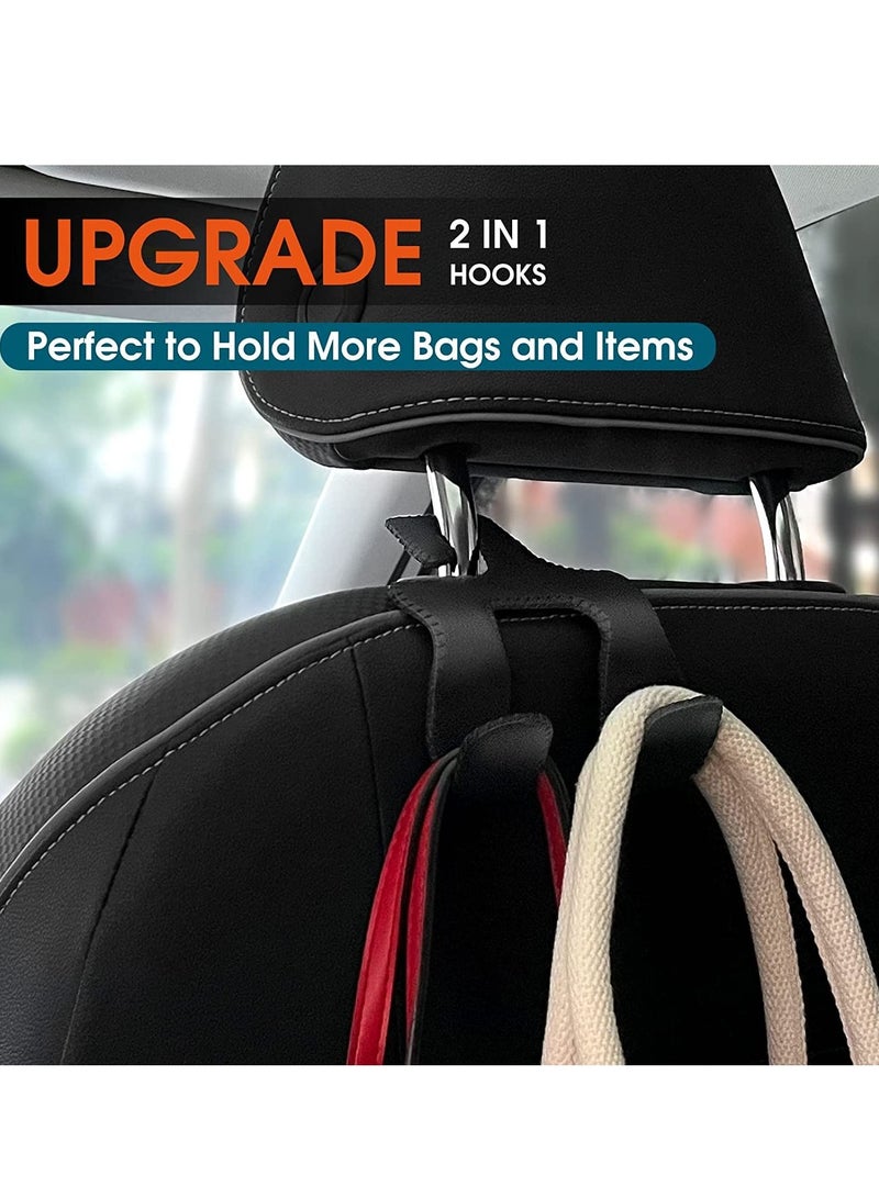 SYOSI Car Headrest Hooks Upgraded 2 in 1 Metal Hanger Covered with Leather for Back Seat Storage Organizer for Hanging Purse Bags Umbrellas and Other Car Interior Groceries - Image 3