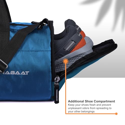 NABAAT EliteFit Classic Gym Bag for Men & Women Sports Bag/Kit Bag with Separate Shoe Compartment (Blue, GMB-BLU-9) - Image 2