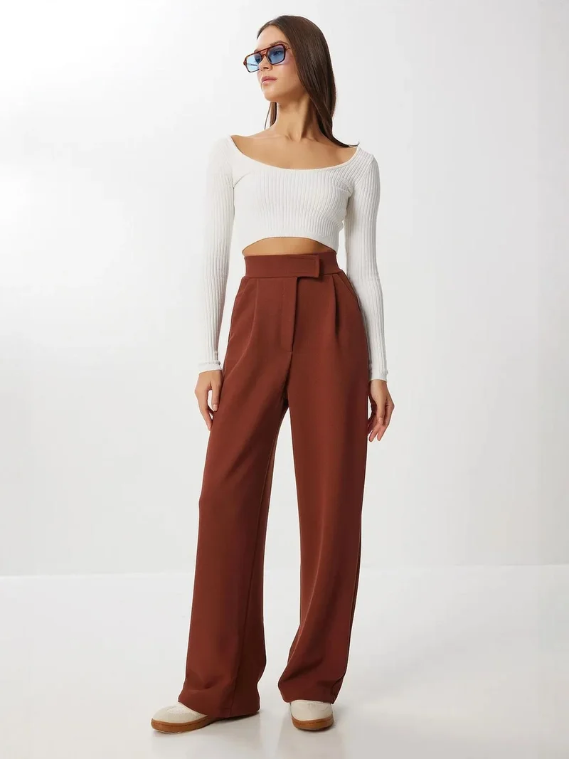 إسطنبول الساحرة ISTANBUL High Waist Textured Palazzo Pants
