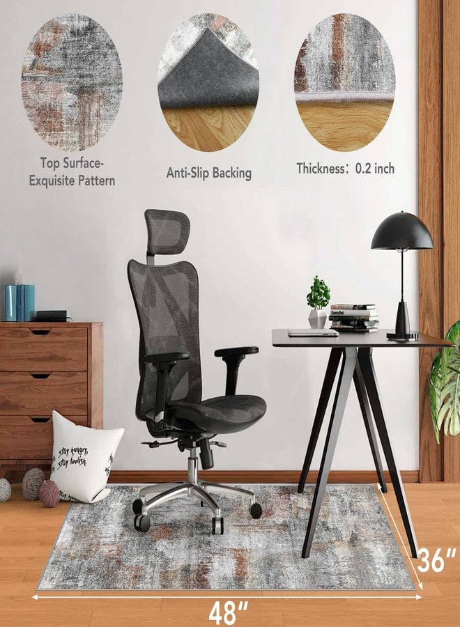 Lreedy Office Chair Mat for Hardwood Floor&Tile Floor,36"X 48" Heavy Duty Desk Chair Mat for Hard Floors,Under Desk Rug for Rolling Computer Chair,Anti Slip,Low Pile Carpet Floor-Abstract Grey - Image 2