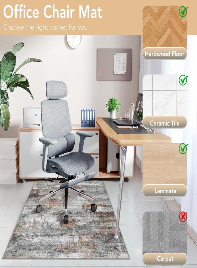 Lreedy Office Chair Mat for Hardwood Floor&Tile Floor,36"X 48" Heavy Duty Desk Chair Mat for Hard Floors,Under Desk Rug for Rolling Computer Chair,Anti Slip,Low Pile Carpet Floor-Abstract Grey - Image 3
