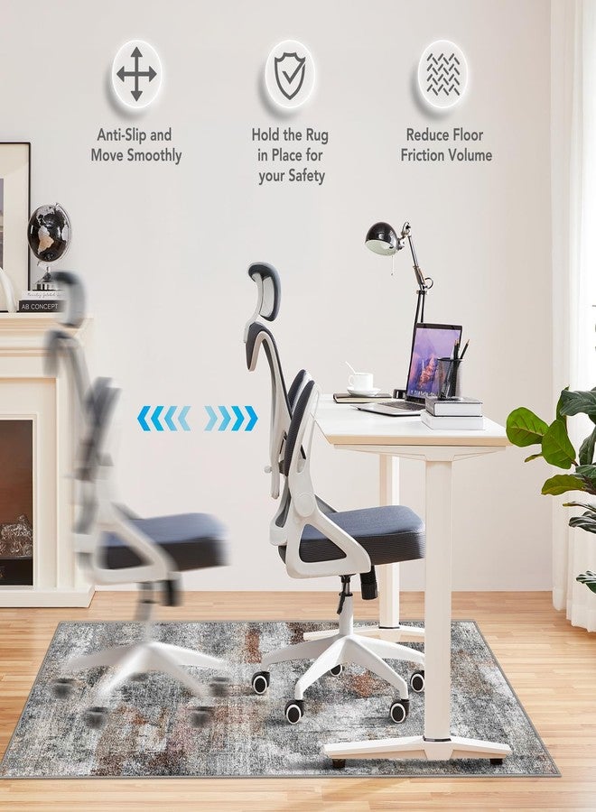 Lreedy Office Chair Mat for Hardwood Floor&Tile Floor,36"X 48" Heavy Duty Desk Chair Mat for Hard Floors,Under Desk Rug for Rolling Computer Chair,Anti Slip,Low Pile Carpet Floor-Abstract Grey - Image 5