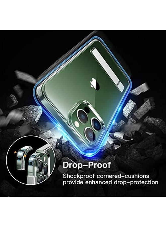 جي تيك جراب حامل لهاتف iPhone 13 Pro مقاس 6.1 بوصة يدعم الشحن اللاسلكي، جراب هاتف نحيف مقاوم للصدمات مع حامل معدني ثلاثي الاتجاهات شفاف - Image 5