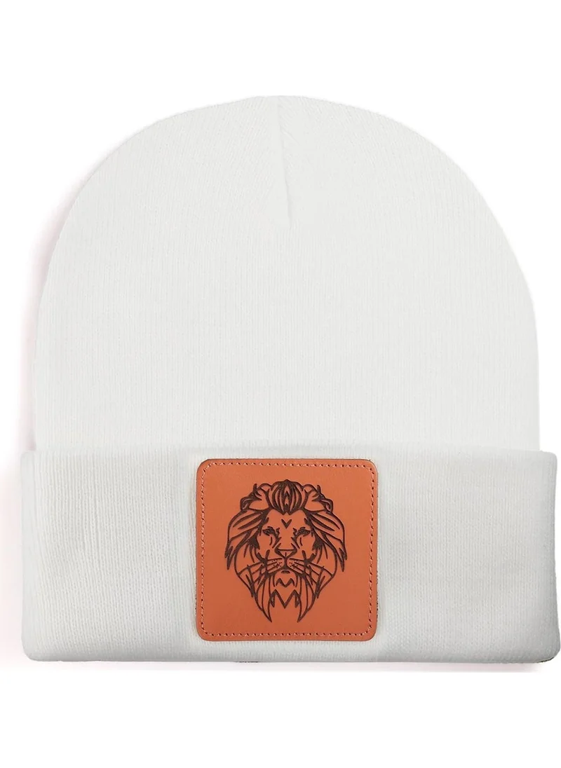 Black Börk BlackBörk V1 Acrylic Lion - Unisex White Beanie with 13 Code Logo