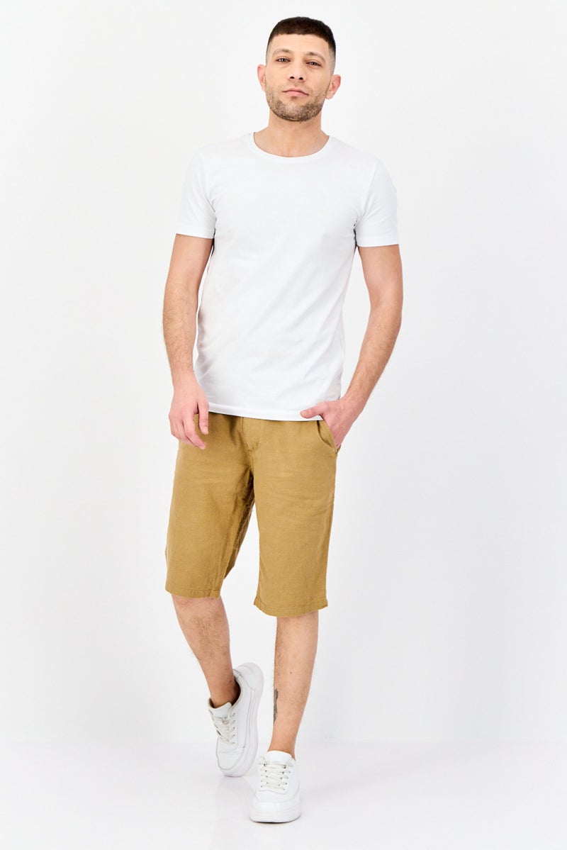 DeFacto Men Solid Basic Shorts, Khaki - Image 3