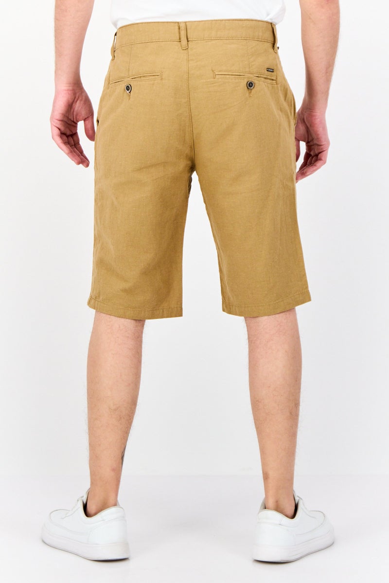 DeFacto Men Solid Basic Shorts, Khaki - Image 4