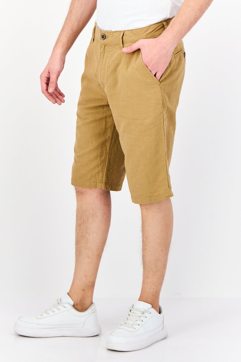 DeFacto Men Solid Basic Shorts, Khaki - Image 2