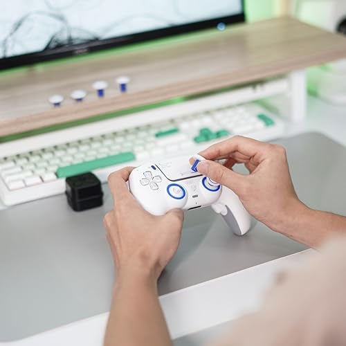 HEXGAMING PHANTOM Pro Controller with 4 Remappable Buttons, 6 Remapping Profiles, 8 Interchangeable Analog Stick, and Adjustable Triggers Compatible with ps5, PC, Mobile - Hall Effect Vision White - Image 2