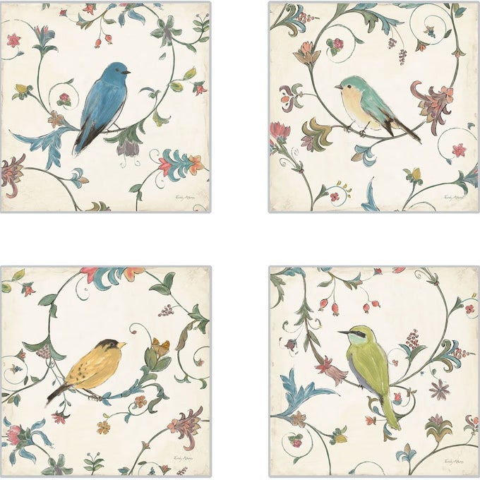 Birds Gem Absorbent Coasters 414Inch Set of 4