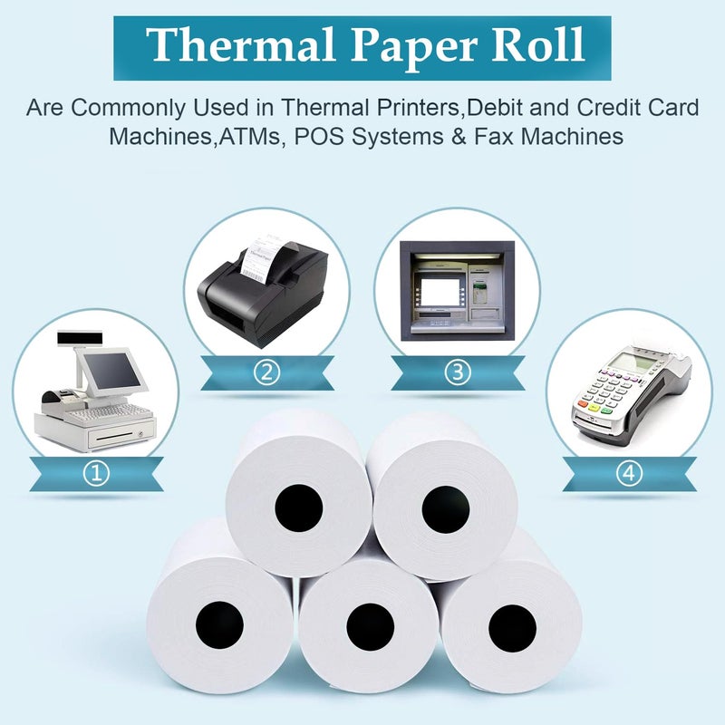 GLUN® ® POS Receipt Thermal Paper Rolls 58mm(2 inch) x 50 Meter, Smooth Printing for Cash Register & Billing (Pack of 40) - Image 4