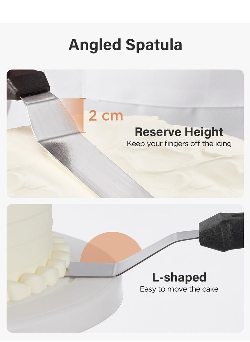 Y&D Cake Decorating Turntable, Baking Supplies Turntable with 2 Frosting Straight Angled Spatula 3 Icing Smoother Scrapers, Revolving Stand Pink - Image 5