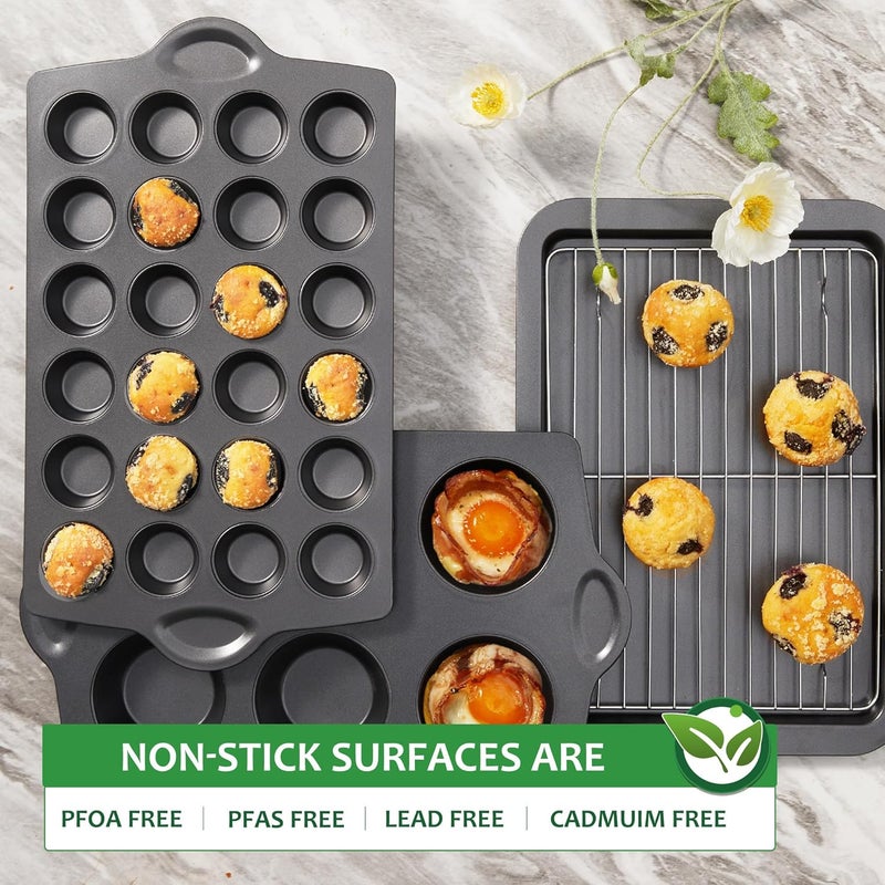 HONGBAKE Nonstick Jumbo Muffin Pan, 2 Pack Large Cupcake Tin for Baking, Cup Cake Tray, 3.5dia, 6 Cup, Premium, Extra Thick, Dishwasher Safe - Image 4