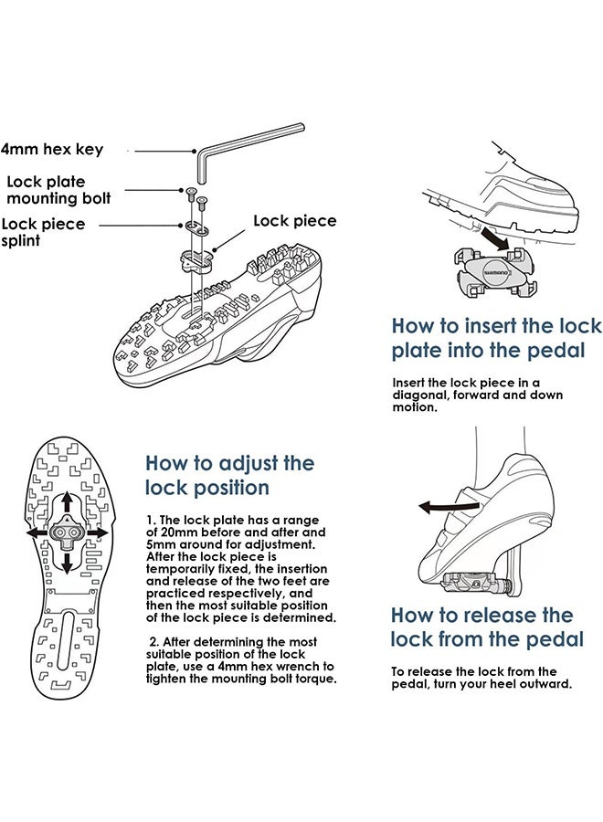 GIFT 2 Pcs SPD-Sl Bike Cleats for Cycling Shoes, Cleat Set Compatible with Shimano SPD & MTB Look X-Track Pedals for Indoor Cycling Spinning & Mountain SPD Bicycle Shoes, Easy Cleat Release, Stability  - Image 4