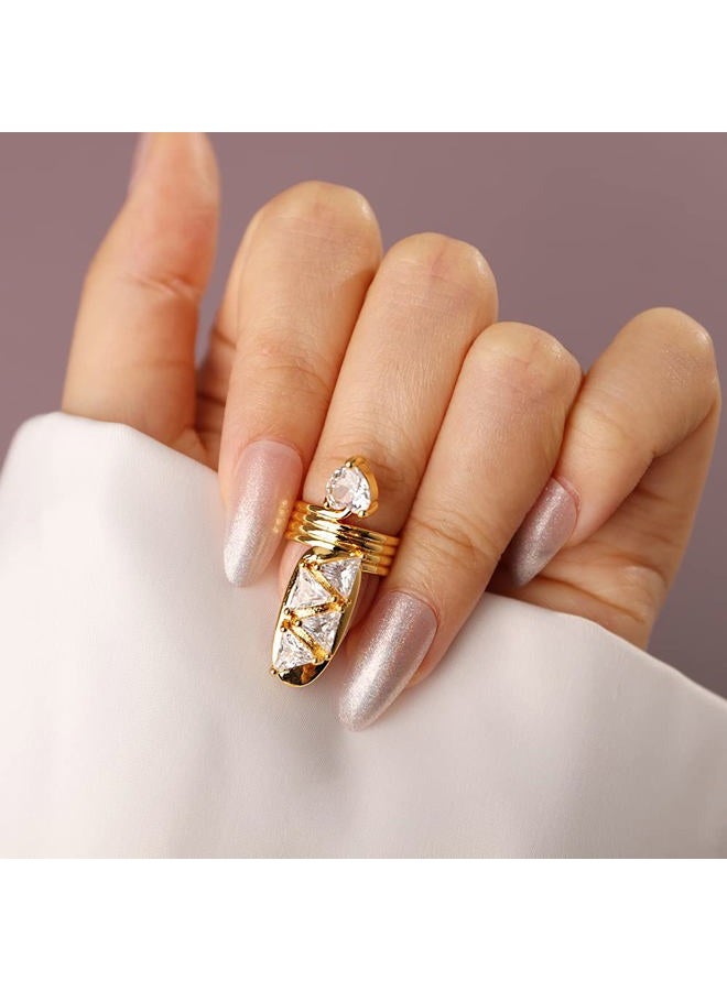 Rumtock CZ Crystal Beads Women Nail Cap Finger Tip Manicure Protective Nail Art for Women Girls Statement Punk Jewelry  - Image 4
