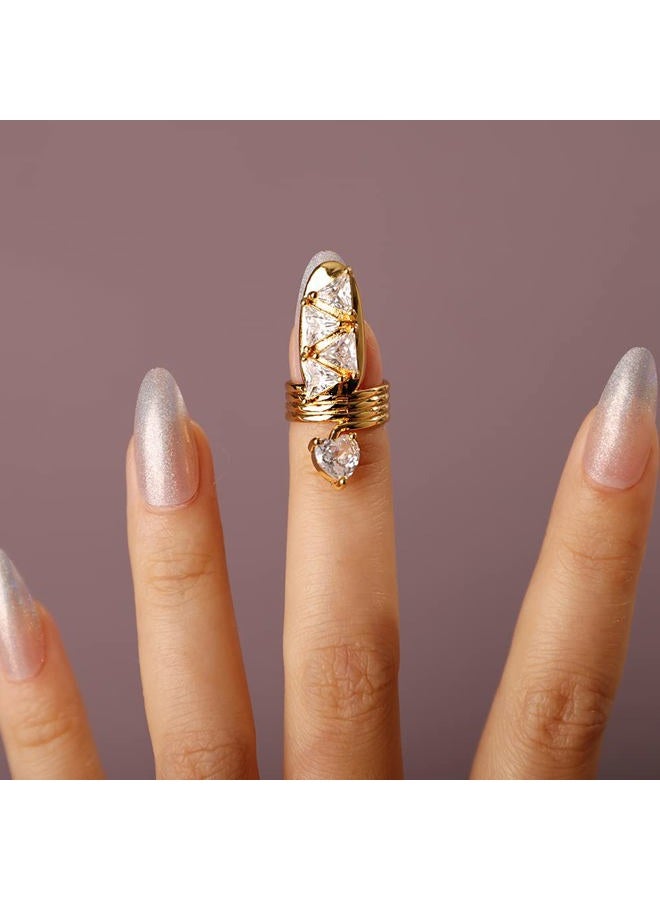 Rumtock CZ Crystal Beads Women Nail Cap Finger Tip Manicure Protective Nail Art for Women Girls Statement Punk Jewelry  - Image 5