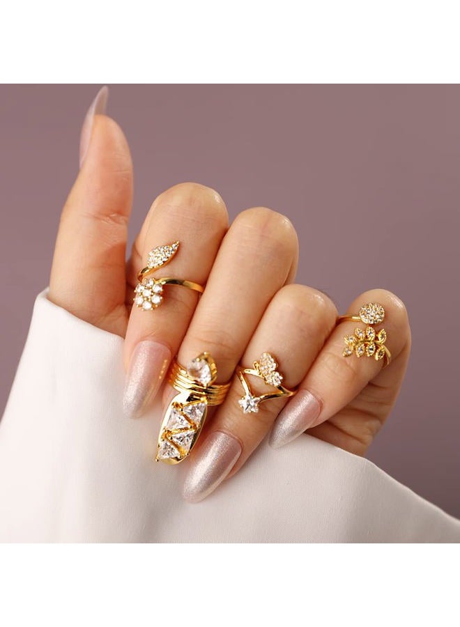 Rumtock CZ Crystal Beads Women Nail Cap Finger Tip Manicure Protective Nail Art for Women Girls Statement Punk Jewelry  - Image 2