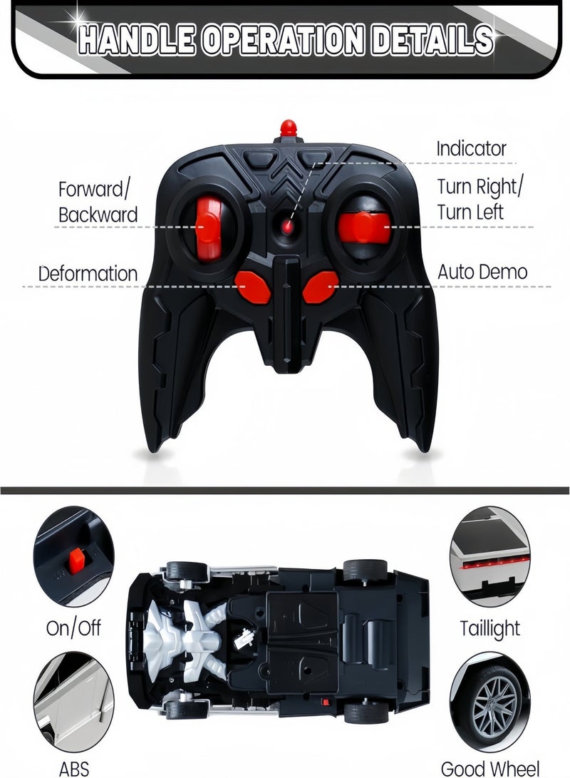 Remote Control Car Cyber-Inspired Transformer Cars, 2 in 1 One Key Deformation Cyber Truck Remote Control Toy Car with LED Light, 360° Rotation Stunt Vehicle Rechargeable Gift for Kids Boys - Image 3