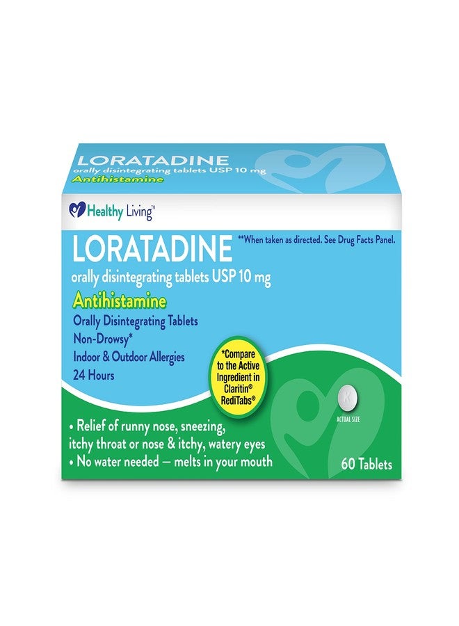 Healthy Living Non-Drowsy 24-Hour Allergy Relief Antihistamine Loratadine Orally Disintegrating Tablets 10mg ODT, Melts in Your Mouth, for Ages 6 and Up, 60 Count - Image 2