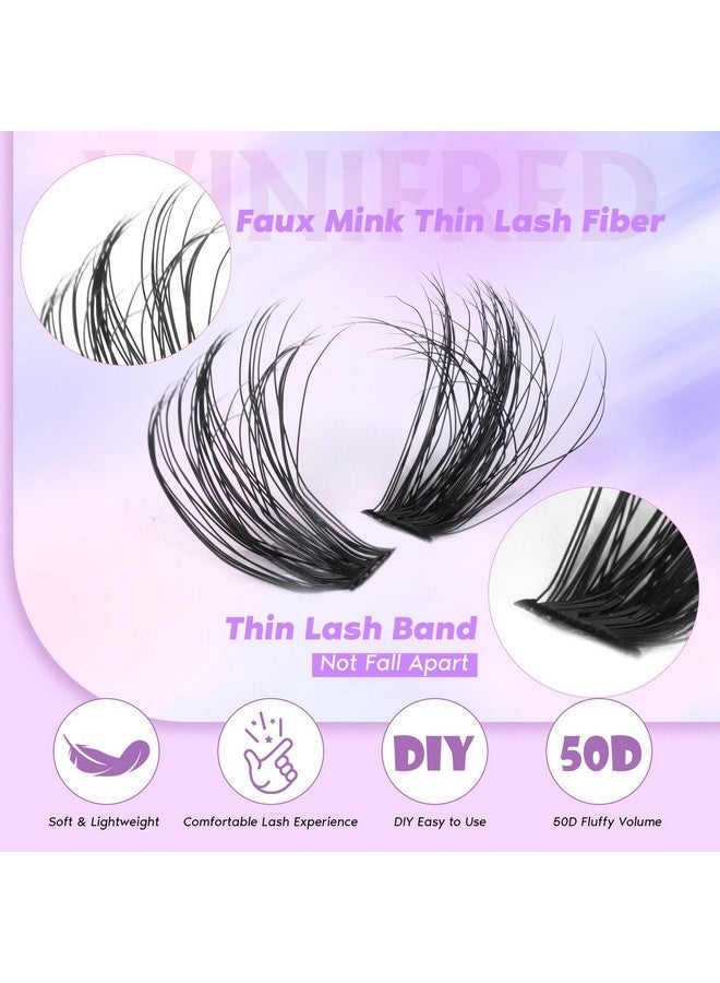 Winifred Cluster Eyelash Extensions Fluffy Wispy Lash Clusters Thick Volume Individual Lashes 50D Lash Extension D Curl Eyelash Clusters 16Mm Diy Faux Mink Eyelash Extension (240Pcs) - Image 2