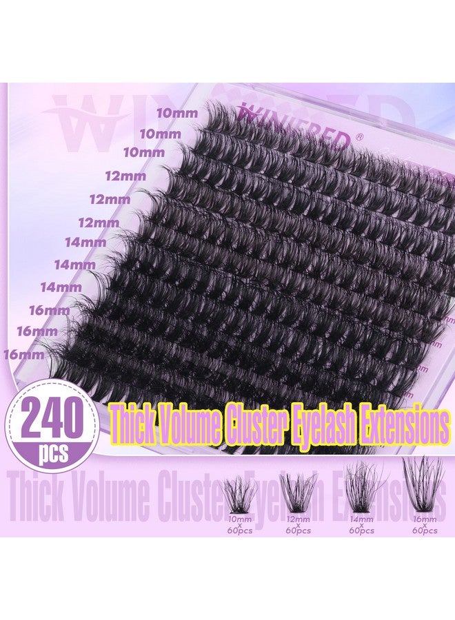 Winifred Cluster Eyelash Extensions Fluffy Wispy Lash Clusters Thick Volume Individual Lashes 50D Lash Extension D Curl Eyelash Clusters 16Mm Diy Faux Mink Eyelash Extension (240Pcs) - Image 4