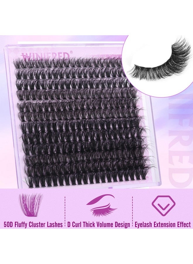 Winifred Cluster Eyelash Extensions Fluffy Wispy Lash Clusters Thick Volume Individual Lashes 50D Lash Extension D Curl Eyelash Clusters 16Mm Diy Faux Mink Eyelash Extension (240Pcs) - Image 1