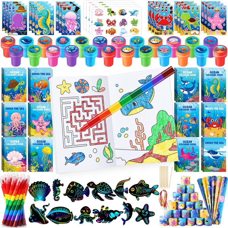 BenLouis 192Pcs Under the Sea Party Favors Ocean Animals Party Coloring Books Set Bulk for Kids Sea Fish Birthday Mermaid Party Goodie Bag Fillers School Classroom Gift Rewards Activity Supplies - Image 2