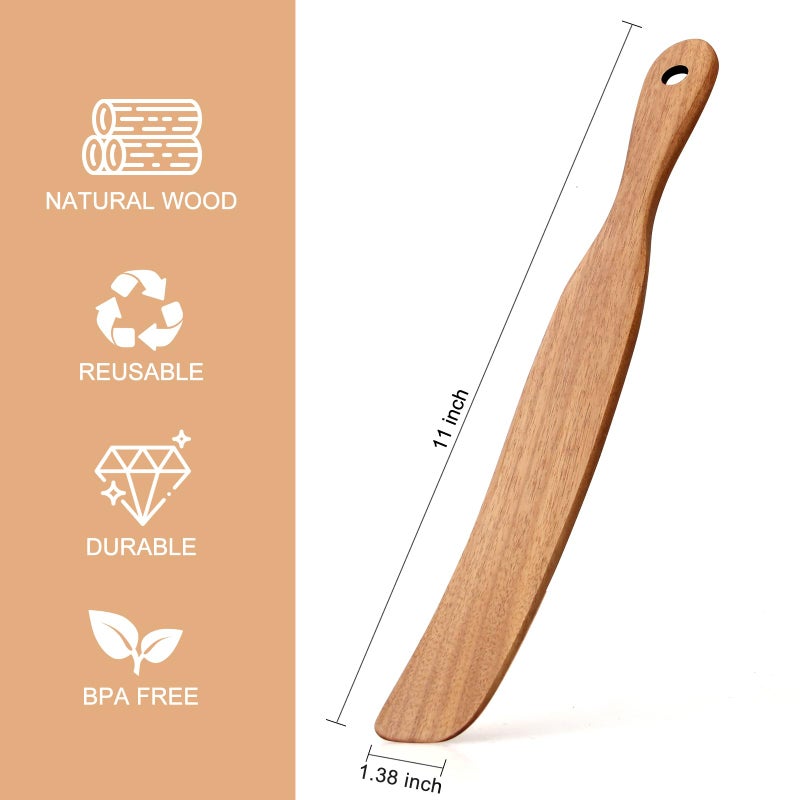 Ayiaren Skinny Wooden Spurtle for Sourdough Bread Baking Supplies Essentials Sourdough Starter Whisk Stirring Spoon Teak Wood Spatula for Cooking Utensils Spurtles Kitchen Tools Mixing Jar Spatulas Scraper - Image 5