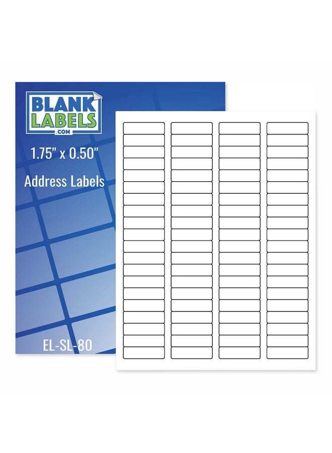 Return Address Labels from Blank Labels - 1.75” x .50” - 80 Labels Per Sheet - Permanent White Matte - Inkjet and Laser Guaranteed - Easy to Peel - Made in USA - 10 Sheets - 80 Labels