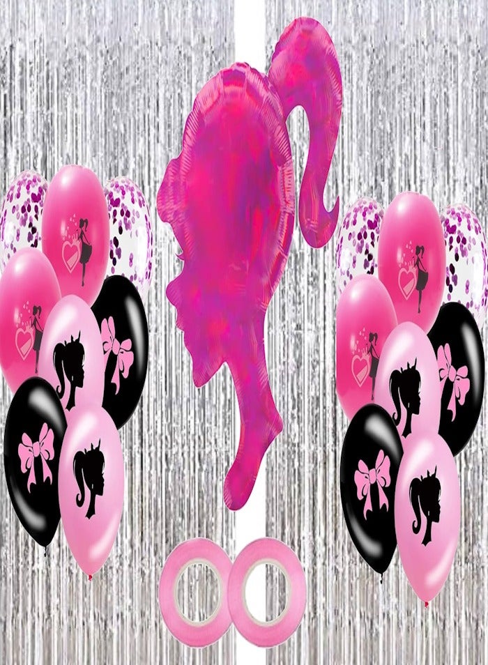 JOLLITY LLC Barbie Pink Girl Balloons for Kids Birthday Women's Day Decorations Baby Shower Bachelorette party - Image 1