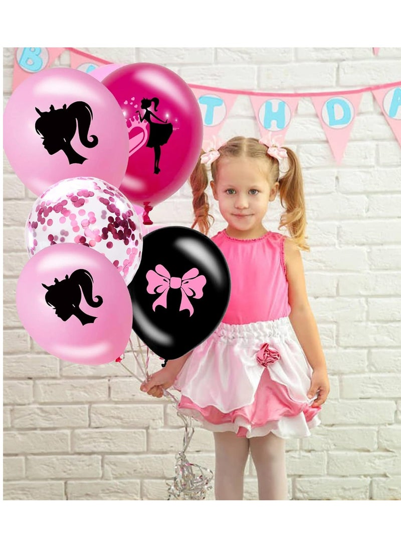 JOLLITY LLC Barbie Pink Girl Balloons for Kids Birthday Women's Day Decorations Baby Shower Bachelorette party - Image 3