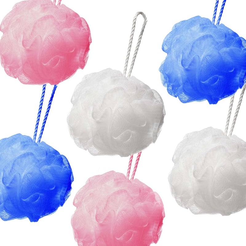Bath Shower Sponge Loofahs 60g, Mesh Pouf Shower Ball, Exfoliating Mesh Bath and Shower Sponge (Pack of 6)