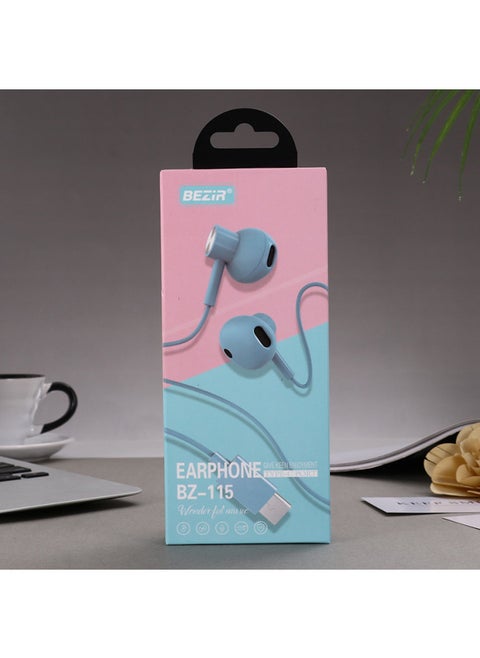 For Apple Wired Headset In-Ear Type-c Computer Huawei Sports Game Mobile Phone Bluetooth Wired Headset-Colour:Blue-bz115-type-c Interface