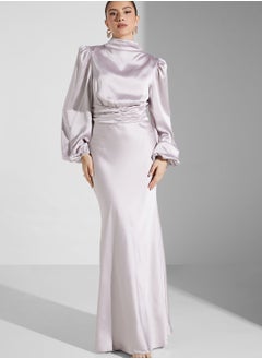 True Decadence Puff Sleeve High Neck Modest Dress  - Image 1