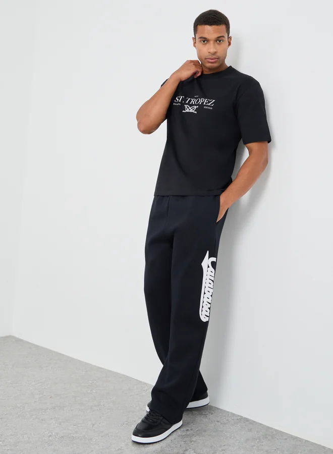 ستايلي Styli Slogan Applique Detail Twill Oversized Joggers