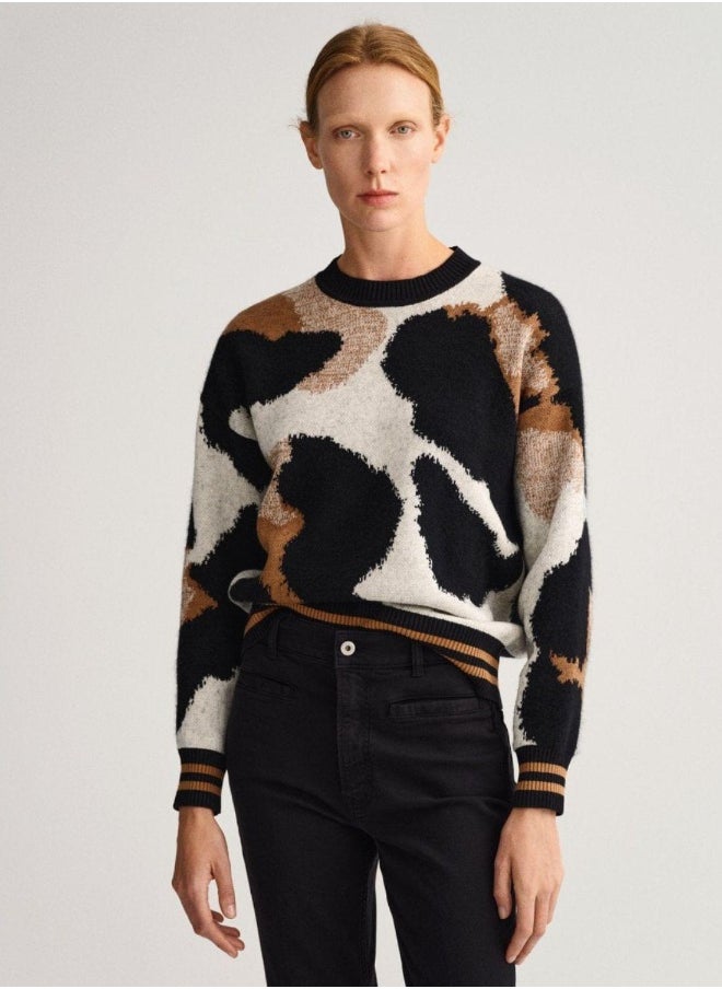GANT - Gant Leopard Intarsia Crew Neck Sweater - Image 1