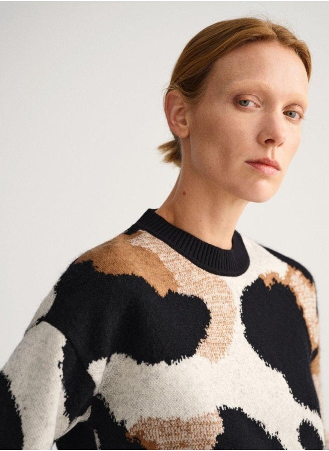 GANT - Gant Leopard Intarsia Crew Neck Sweater - Image 1