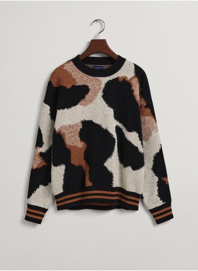 GANT - Gant Leopard Intarsia Crew Neck Sweater - Image 1