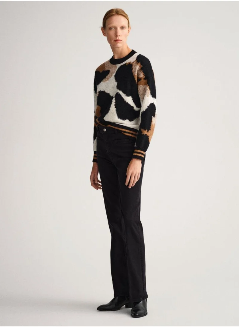 غانت Gant Leopard Intarsia Crew Neck Sweater