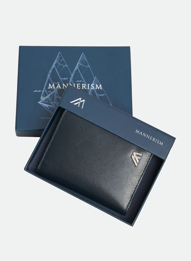 مانرزم The Waymark Dual-Tone Leather Card Case – Navy & Tan