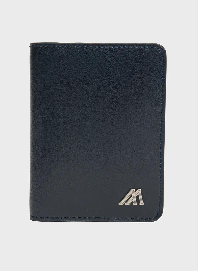 مانرزم The Waymark Dual-Tone Leather Card Case – Navy & Tan