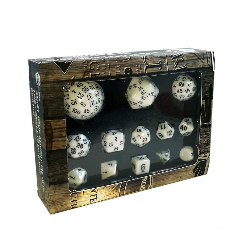 Bescon Complete Polyhedral Dice Set 13pcs D3D100 100 Sides Dice Set Opaque White - Image 2