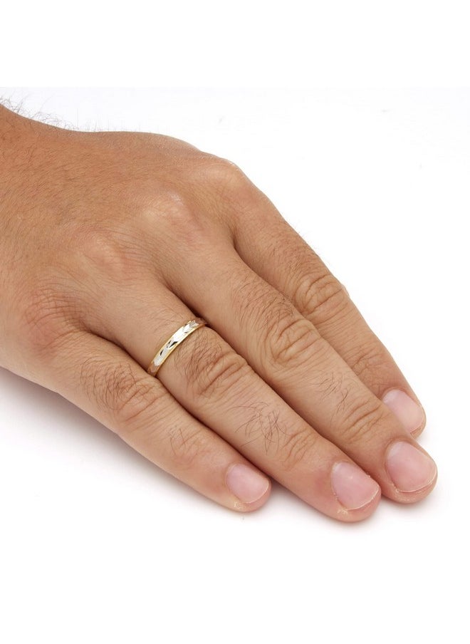 Palm Beach Jewelry - Palmbeach Yellow Goldplated Two Tone Textured Wedding Band Ring (3Mm) Sizes 513 Size 8 - Image 1