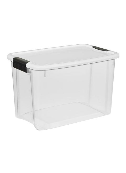 Stackable Ultra Latch Rectangular Space Saving Storage Box Clear and Black 28 L 19859806