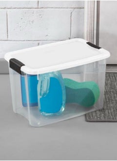 Sterilite Stackable Ultra Latch Rectangular Space Saving Storage Box Clear and Black 28 L 19859806  - Image 4