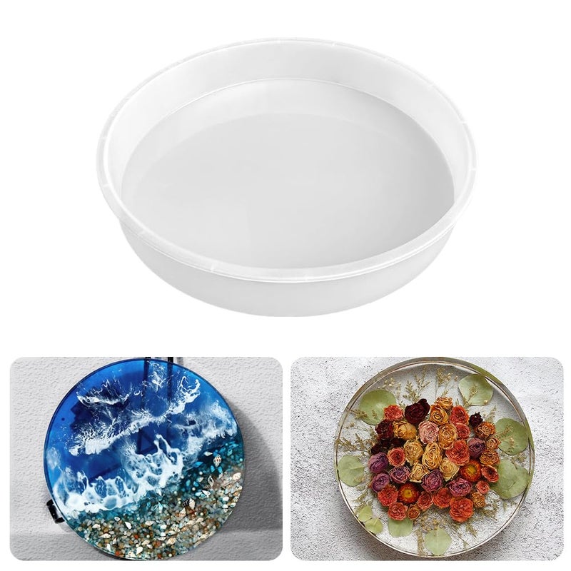 RESINWORLD 12" Round x 2" Deep Large Tray Mold, Shiny Silicone Tray Board Table Clock Mold for Epoxy Resin Casting, Floral Preservation Bouquet Resin Mold - Image 1